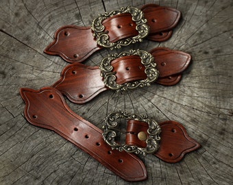 Strap n Buckle - 3 Sets (buckles with straps & rivets) - spare fastening for chainmail or gambeson