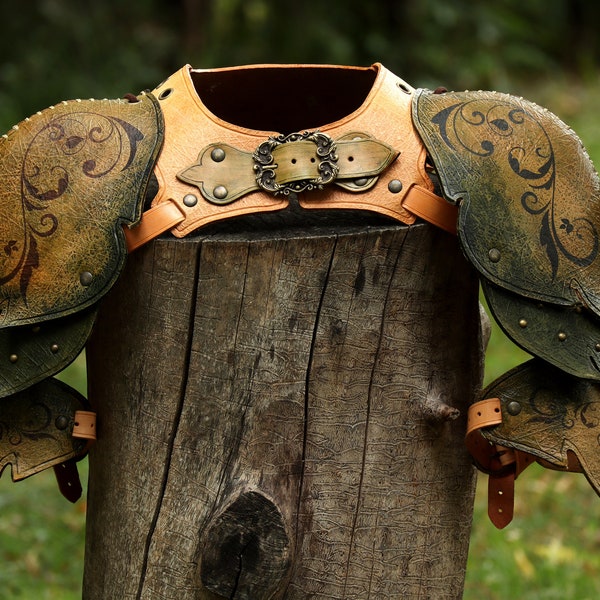 Elven Wardancer Pauldrons and Gorget set  - Armor Costume for LARP