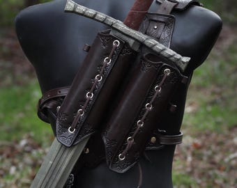 Backscabbard, Double sword carrier for Witcher - LARP costume