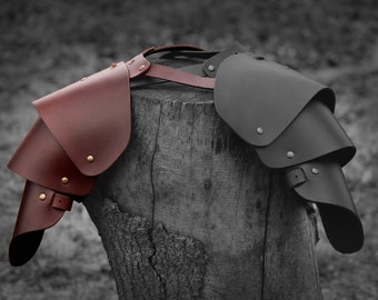 Single Basic Pauldron -  Leather Shoulders Armor for Larping - Large