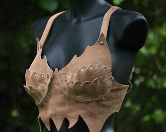 Top Bra Soft Velour Leather LARP costume