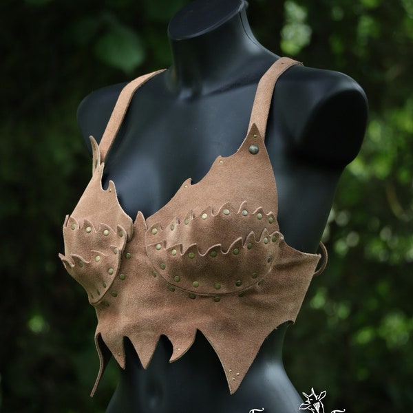 Top Bra Soft Velour Leather LARP costume