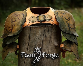 Elven Wardancer Pauldrons and Gorget set  - Armor Costume for LARP