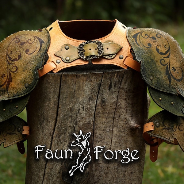 Elven Wardancer Pauldrons and Gorget set  - Armor Costume for LARP