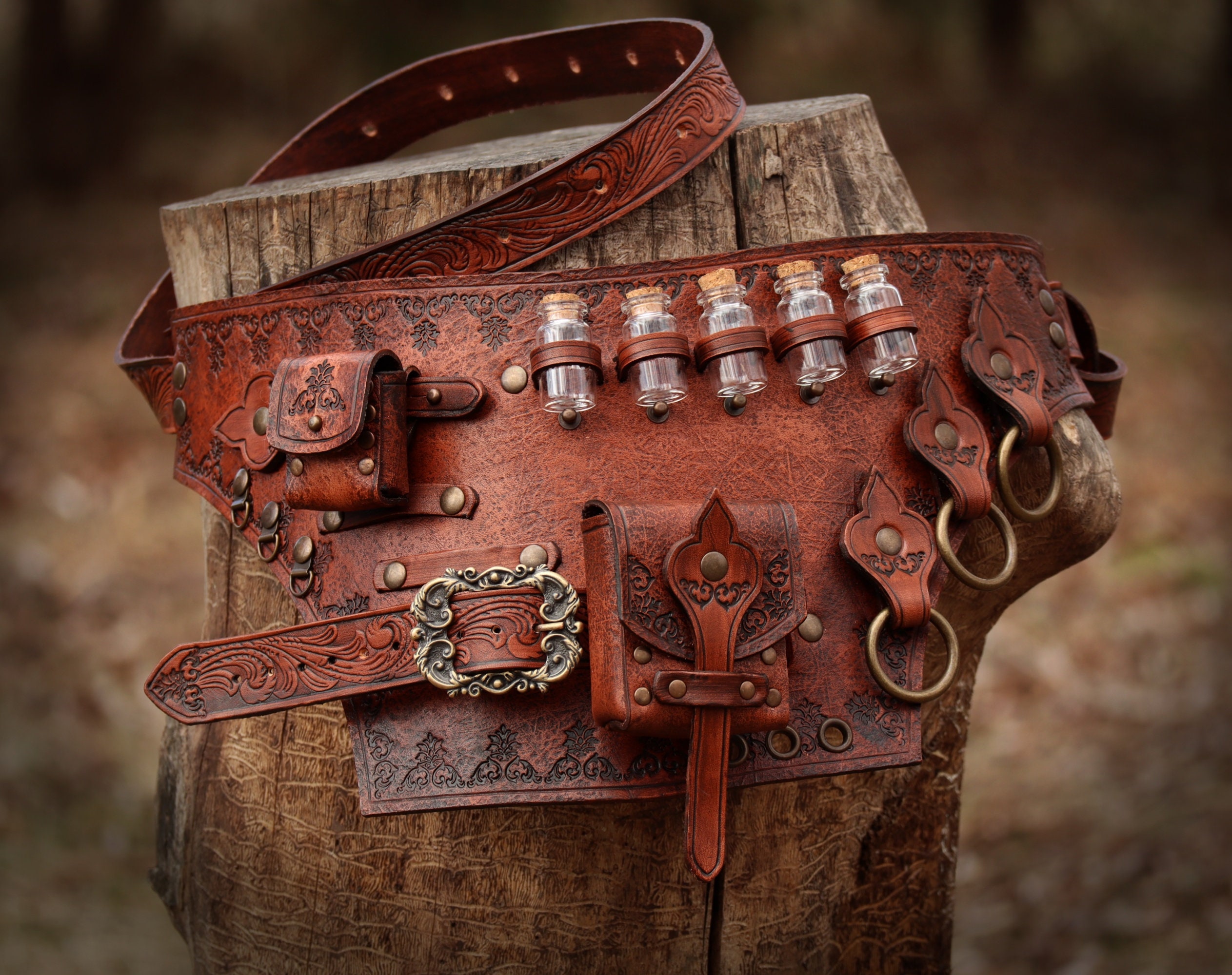 Alchemist Druid Belt Floral Structure Bottle Holder RIGHT - Etsy