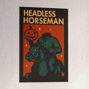 Headless Horseman Poster | Sleepy Hollow Wall Art for Halloween | Vintage Gothic Fall Print | Spooky Season Decor Unframed
