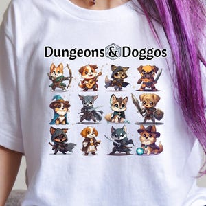 Dungeons and Doggos T-Shirt: Funny DnD Dog RPG Gamer Gift