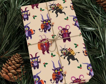 Lustiges Krampus Geschenkpapier: Gruselige Gothic Weihnachts-Geschenk-Papier
