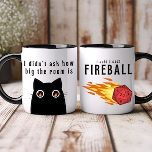 I Cast Fireball Dungeons and Dragons Cat Coffee Mug, 11oz  DnD, DM gift