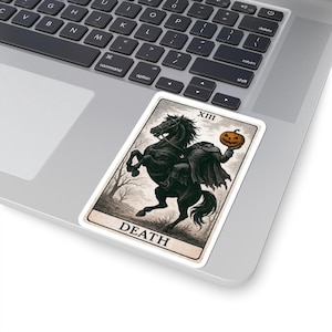 Reiter Aufkleber | Tod Tarot Karte Halloween Aufkleber | Gothic verschlafene hohle Vinylfolie | Gothic Halloween Dekor