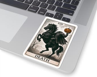 Pegatina del Tarot del Jinete sin Cabeza / Vinilo Adhesivo Gótico de Halloween