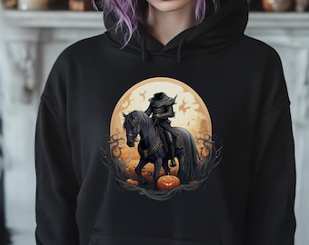 Headless Horseman - Bluza z kapturem Sleepy Hollow Halloween | Upiorny jesienny unisex z kapturem z przodu