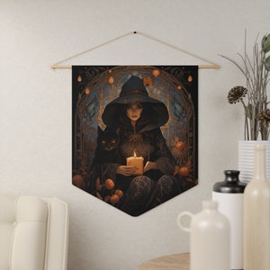 Witch Candlelit Enchantment Hanging Banner | Spooky Decor, Pennant, Halloween Decoration