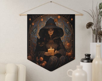 Witch Candlelit Enchantment Hanging Banner | Spooky Decor, Pennant, Halloween Decoration