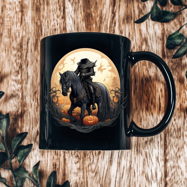 Cavalier sans tête 11 oz tasse noire | Légende de Sleepy Hollow