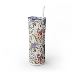 Vaso de dragón medieval - Taza de viaje de fantasía con manuscrito iluminado - Taza de acero inoxidable de 590 ml - Regalo para amantes de los dragones - Artículos para beber con estética RPG