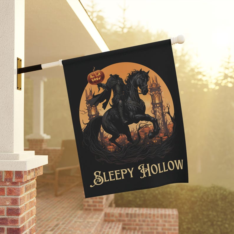 Sleepy Hohle Headless Reiter Flagge | Halloween Girlande Girlande Girlande Girlande Deko für Haus & Garten