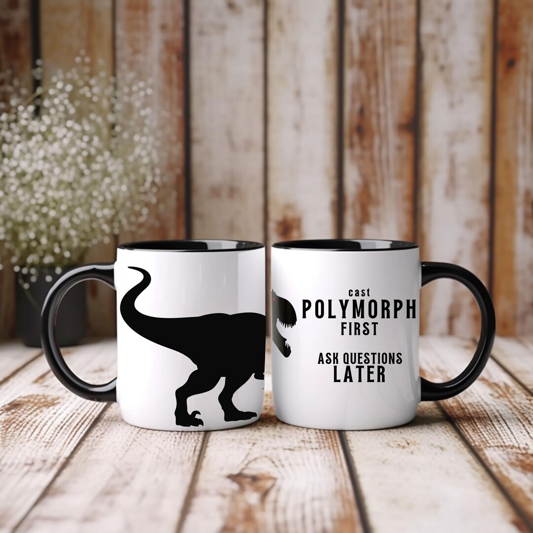 Cast Polymorph First Ask Questions Later Dnd Mug, Funny Dungeons and ...
