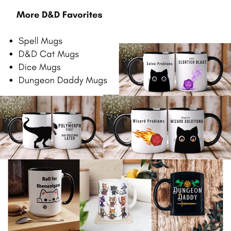 A collage image showing more mugs from the same collection