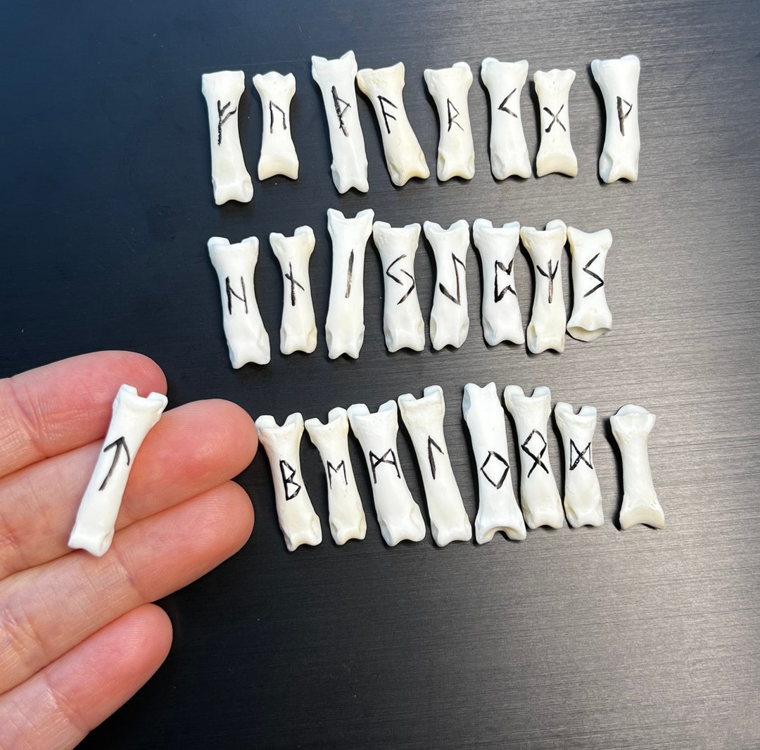 Mini Bone Runes With Velvet Pouch | Elder Futhark Norse Divination ...