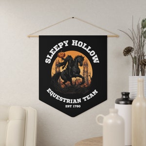 Sleepy Hollow Headless Horseman Equestrian Team Banner, Pennant, Halloween Decor