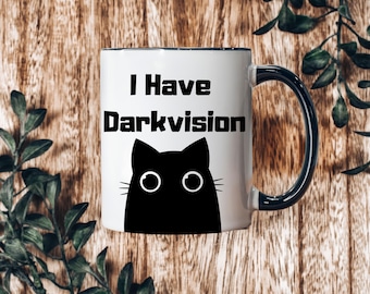 ダークビジョン ブラックキャット コーヒーマグ - おもしろいダンジョンマスターギフト