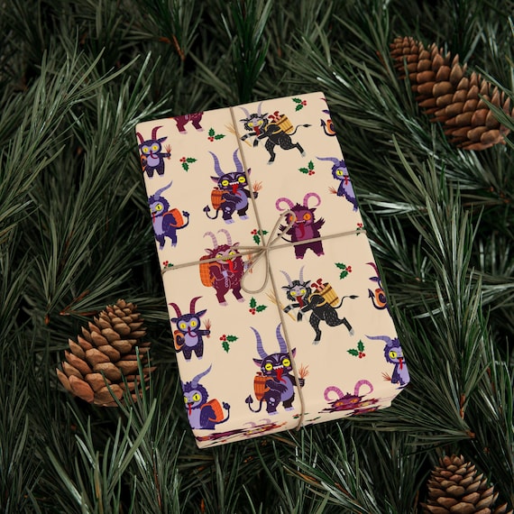 Funny Krampus Wrapping Paper: Spooky Gothic Christmas Gift Wrap