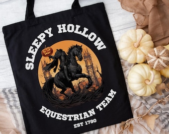 Sleepy Hollow Tote Bag: Headless Horseman Gothic Equestrian Design