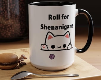 D&D Katze Tasse | Rolle für Shenanigans, lustiges Dungeon Master Geschenk