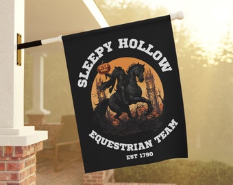 Équipe équestre du cavalier sans tête de Sleepy Hollow | Bannière de jardin et maison, drapeau de jardin, Halloween, effrayant, décor