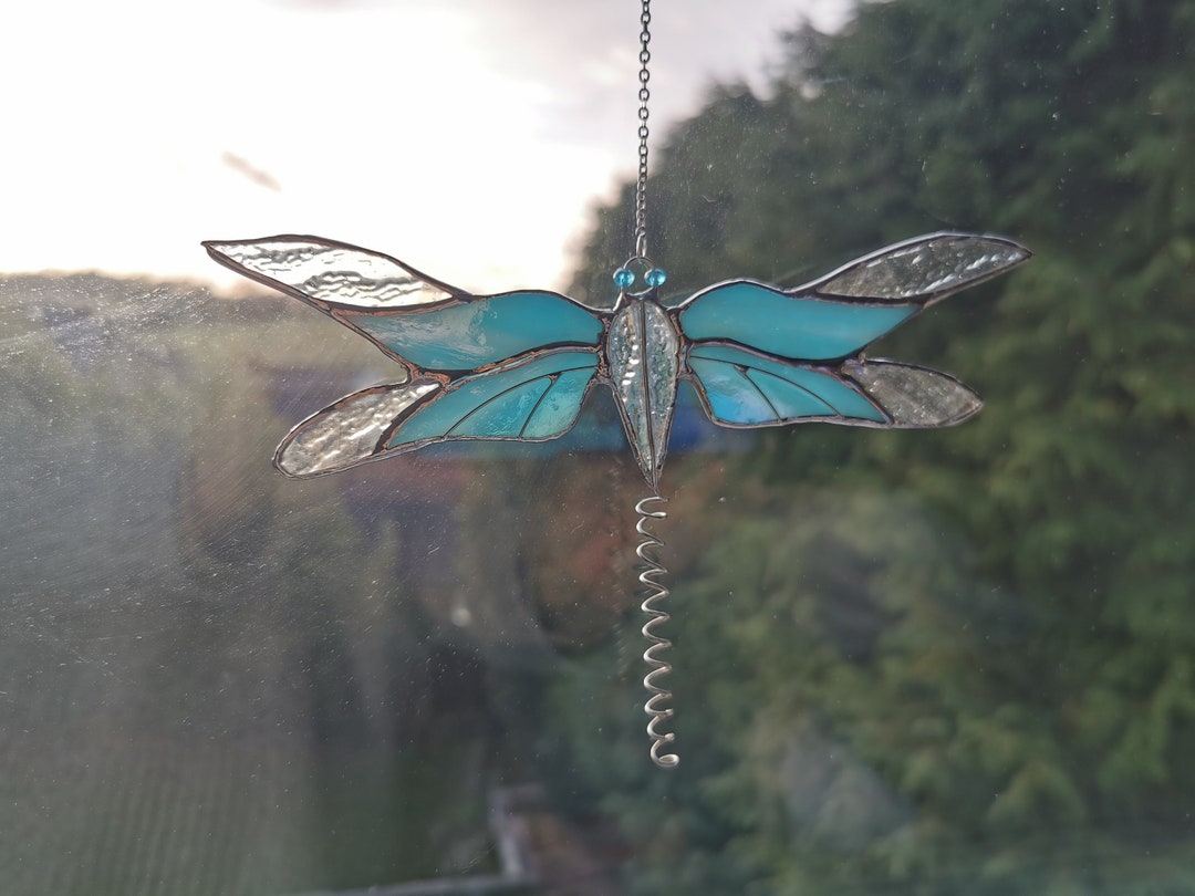 Dragonfly Stained Glass Suncatcher Uk Chr Etsy