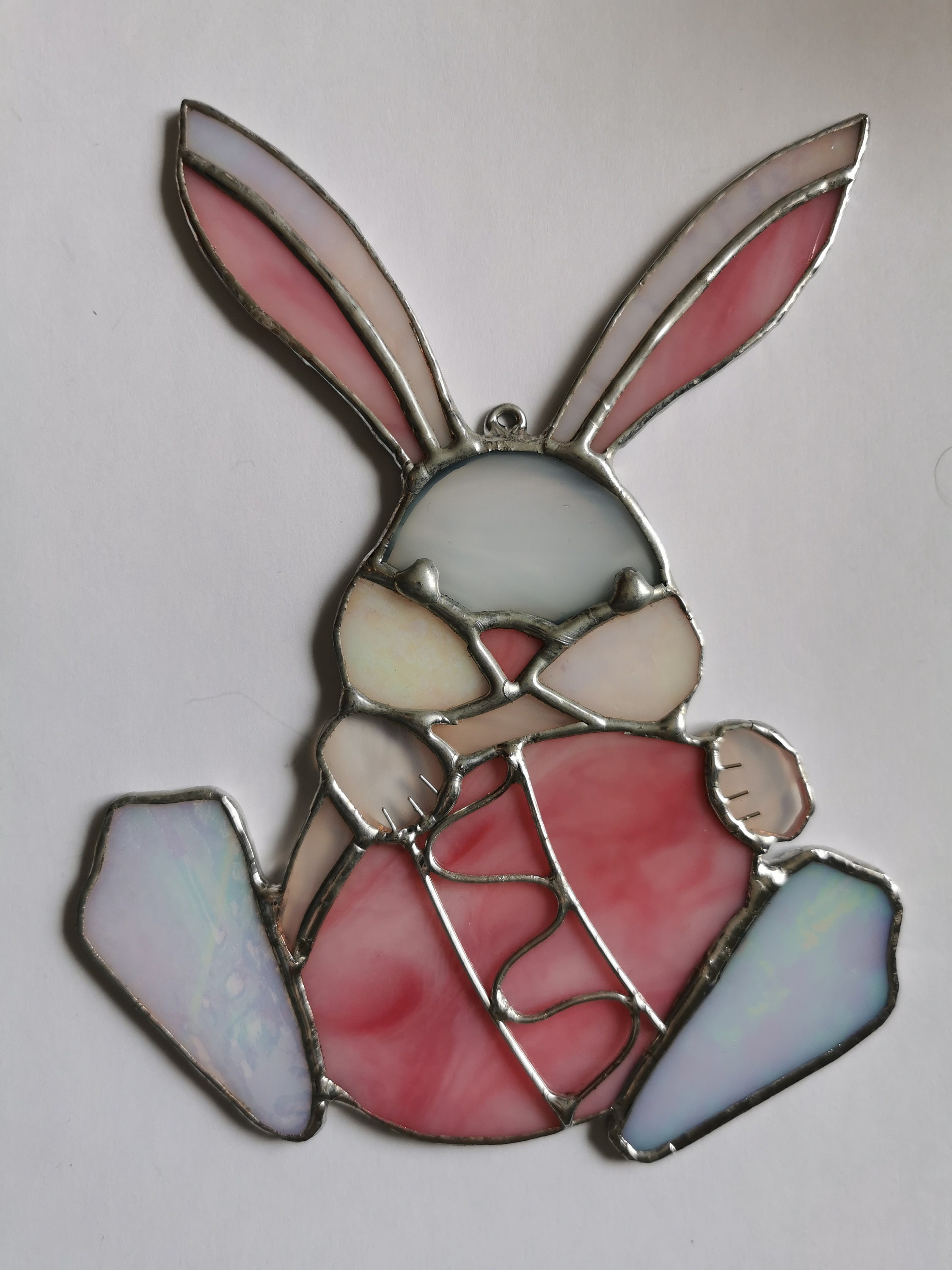 Stained Glass Suncatcher Bunny Rabbit With Easter Egg or Heart Etsy UK
