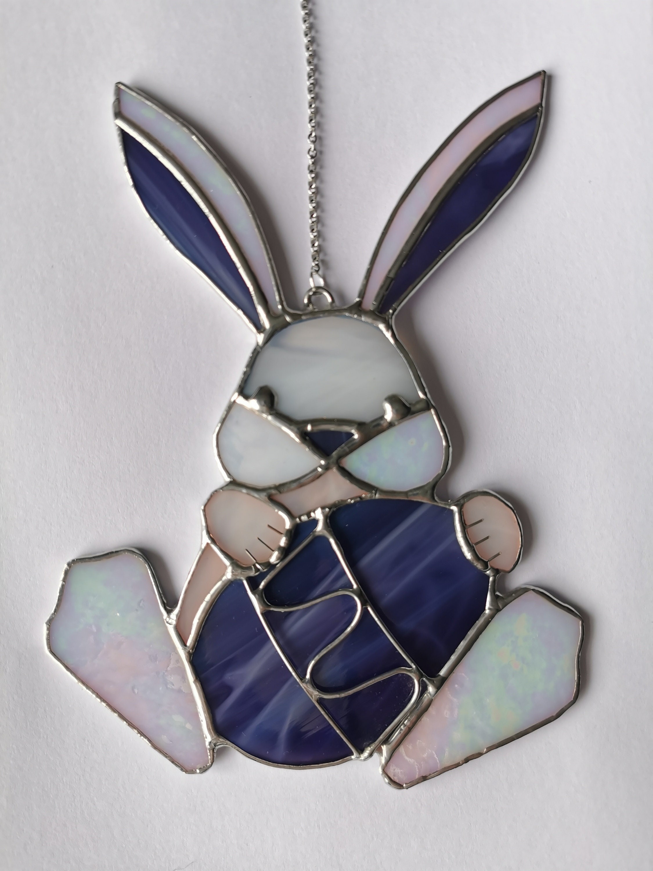 Stained Glass Suncatcher Bunny Rabbit with Easter Egg or Heart Etsy