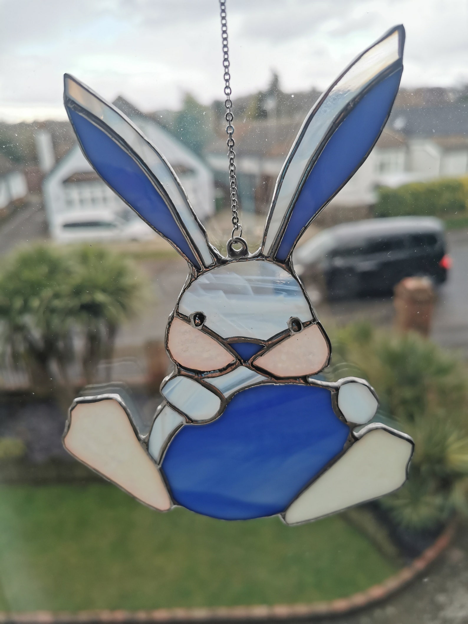Stained Glass Suncatcher Bunny Rabbit With Easter Egg or Heart Etsy UK