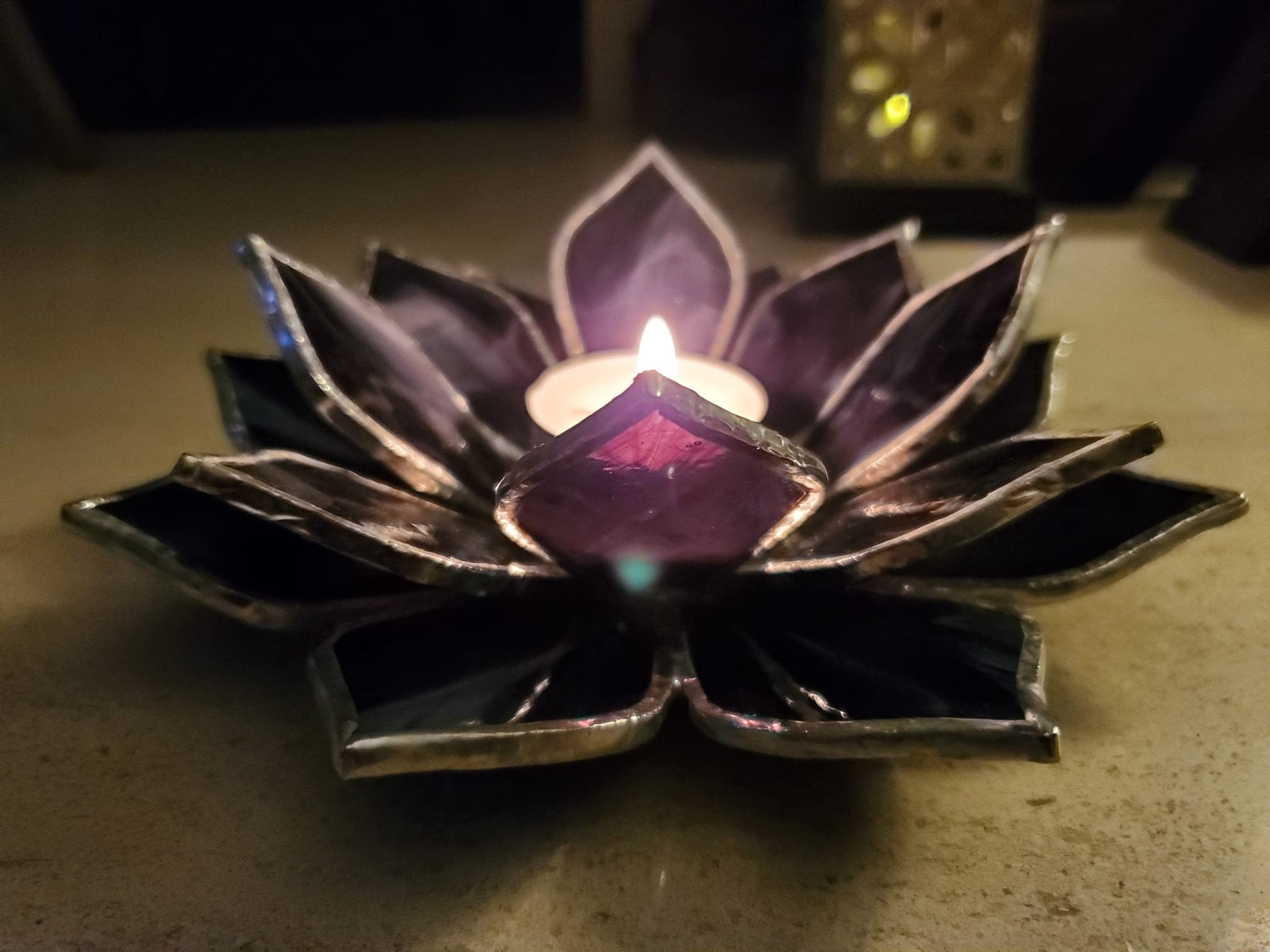 Stained Glass Lotus Flower Tea Light Holder UK Mothers Day Etsy UK