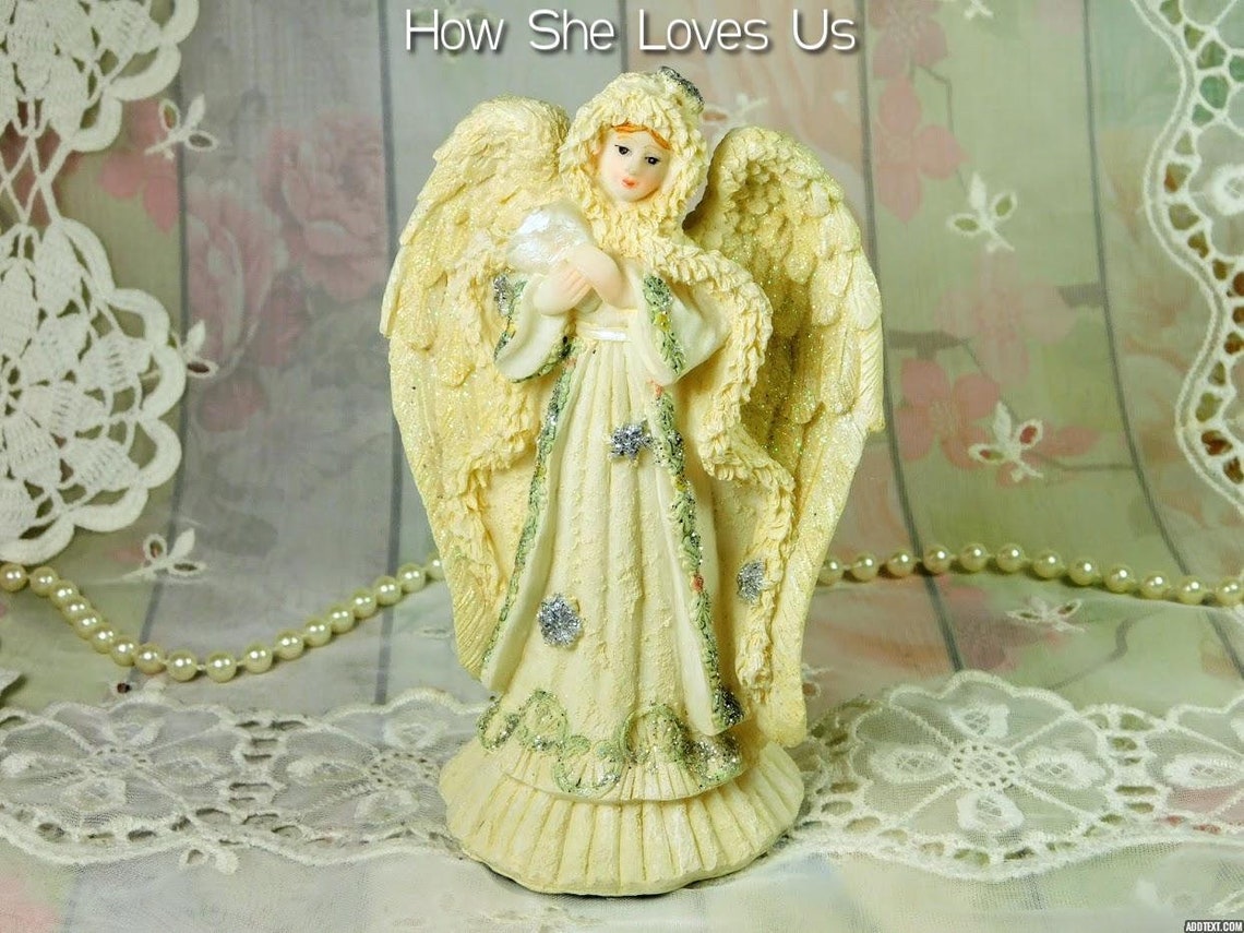 Small Angel Figurine in Sculpted Resin Vintage Sparkling Etsy