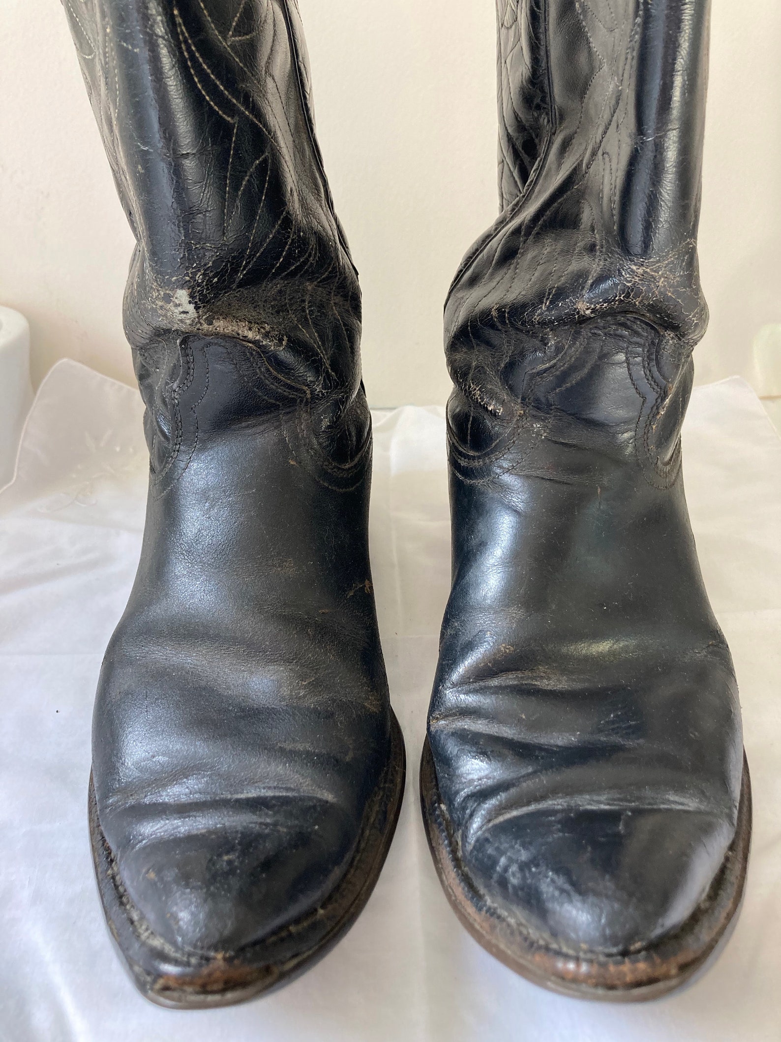Vintage Leather Cowboy Boots - Etsy UK