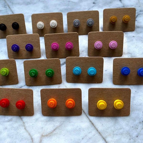Handmade Brick Stud Earrings | Upcycled | 20 Colors | Surgical Steel | Quirky Gifts | UK Seller | Statement Jewelry | Eco-Friendly Fashion