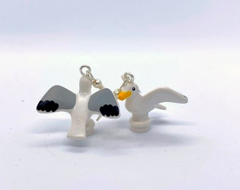 Seagull Earrings | Seaside | Silver Plated | Quirky Gifts | UK Seller | Unusual | Made with genuine Bricks | Beach | Bird