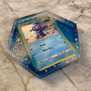 Drinks Coaster | Popplio | Handmade Resin  Gift | Made with Genuine Cards | Unique Item | Nerdy | Dice Tray | UK Seller