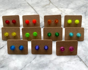 Transparent Brick Stud Earrings