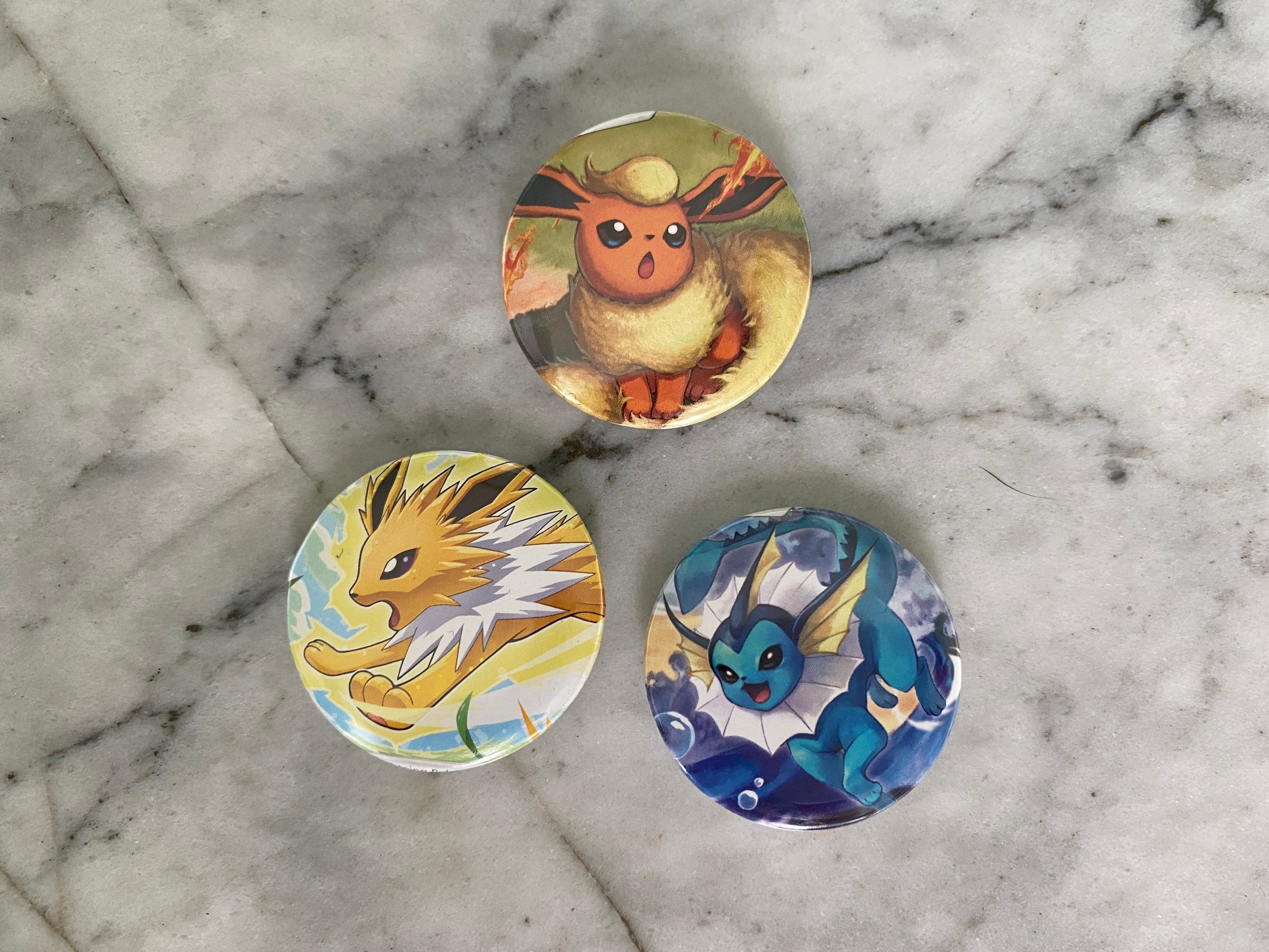 Eeveelutions Button Pins - Teddymuffs Designs