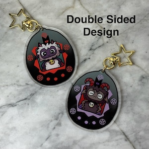 Cult of the Lamb Tamagotchi Acrylic Keychain Charm | Keyring Bag Charm | Gamer Cute Kawaii Style | Lamb and Goat Double Sided Design