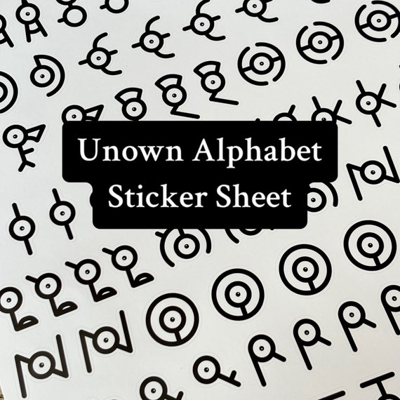 Unown Alphabet Sticker Pack | Waterproof Vinyl Stickers, Scrapbooking