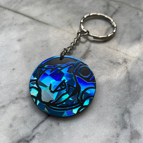 Blastoise Pokemon Keychain | Keyring made with a genuine Pokemon Coin | Gold | Nerdy Gifts | UK Seller | Up-cycled