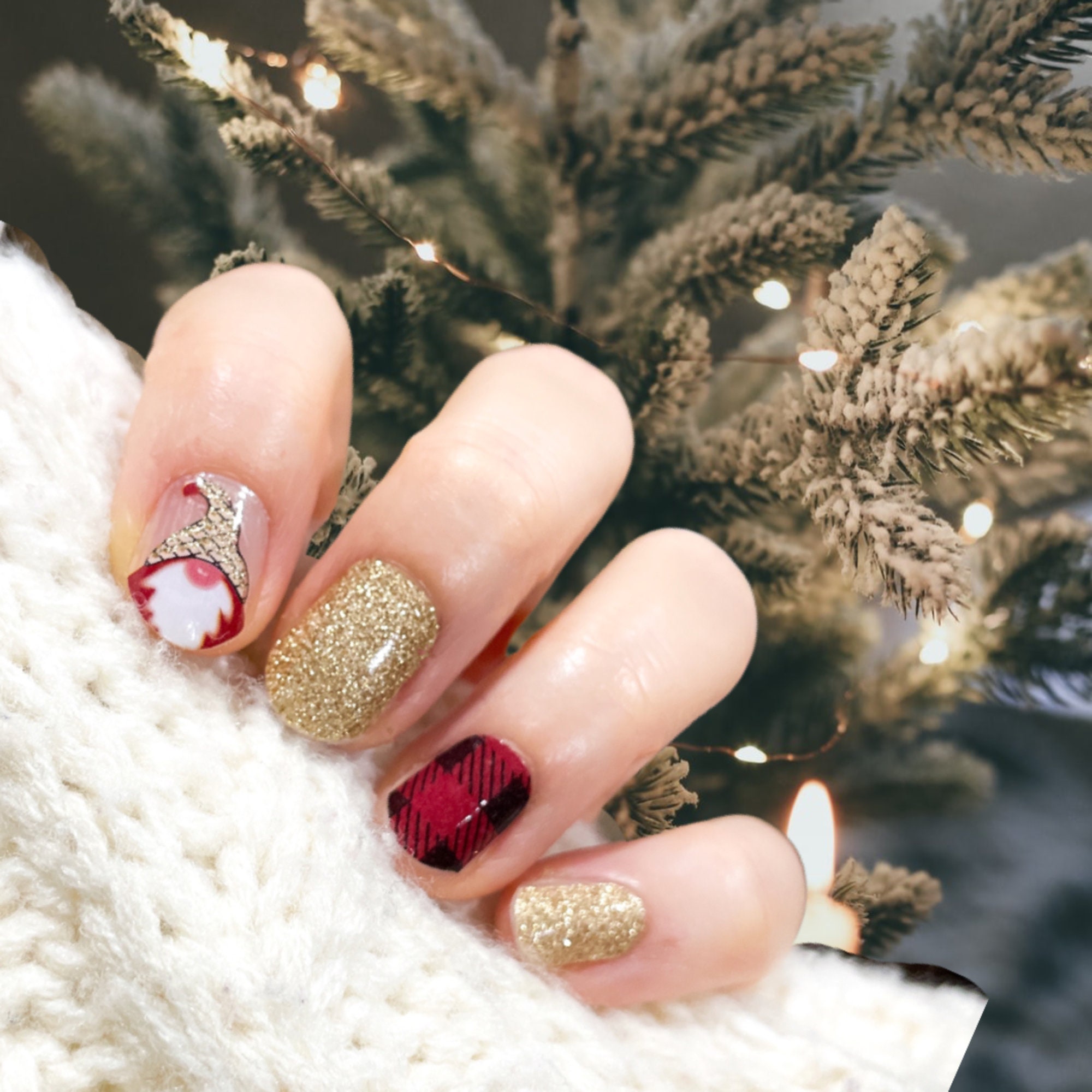 Christmas Gnome Nail Wraps 100% Nail Wraps Nail Polish - Etsy