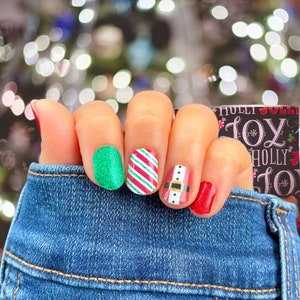 Christmas Nail Wraps 100% Nail Wraps Nail Polish Stickers Nail Strips Santa&#39;s Workshop