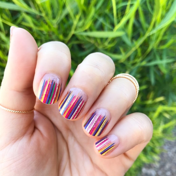 Glitter Nail Art Sticker Stripe Line 3D Nail Decals Nail Designs