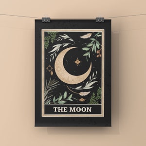 MAAN TAROT KAART Art Print, Maan Illustratie, Paranormale Minnaar cadeau, A3 A4 7x5 6x4