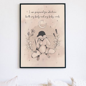 BIRTH AFFIRMATION Art Prints, Ensemble de 7, 6 "x4", Accouchement positif favorable